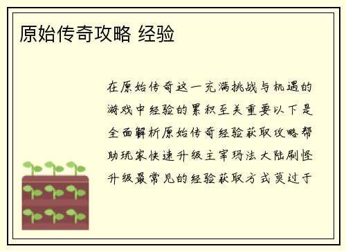 原始传奇攻略 经验